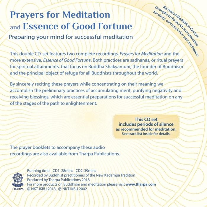 Prayers For Meditation And Essence Of Good Fortune Audio - 